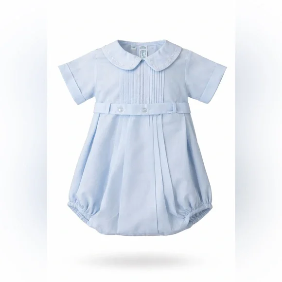 Feltman Bros Baby Boy Blue Bubble Romper 3M Heirloom - Picture 2 of 6